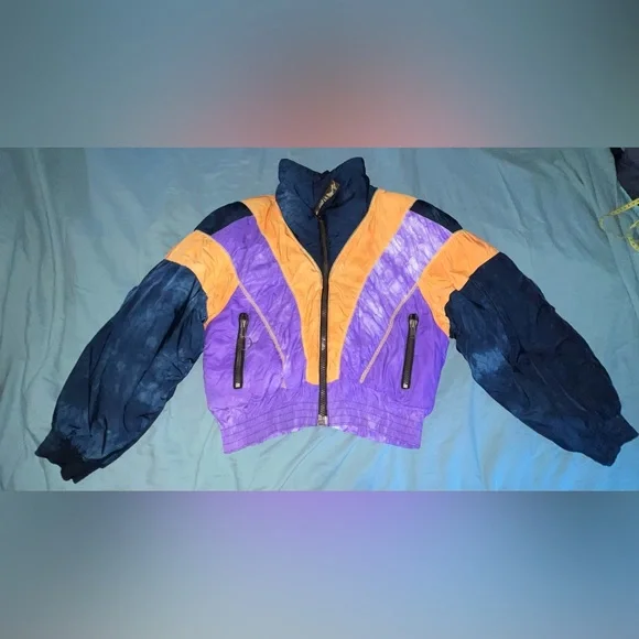 Vintage Dress the Bone Tie Dye Leopard Purple and Orange Quilted Ski Jac… - Picture 14 of 14